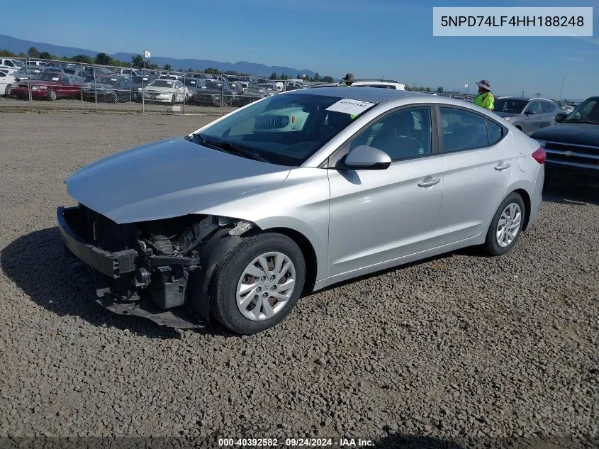 2017 Hyundai Elantra Se VIN: 5NPD74LF4HH188248 Lot: 40392582