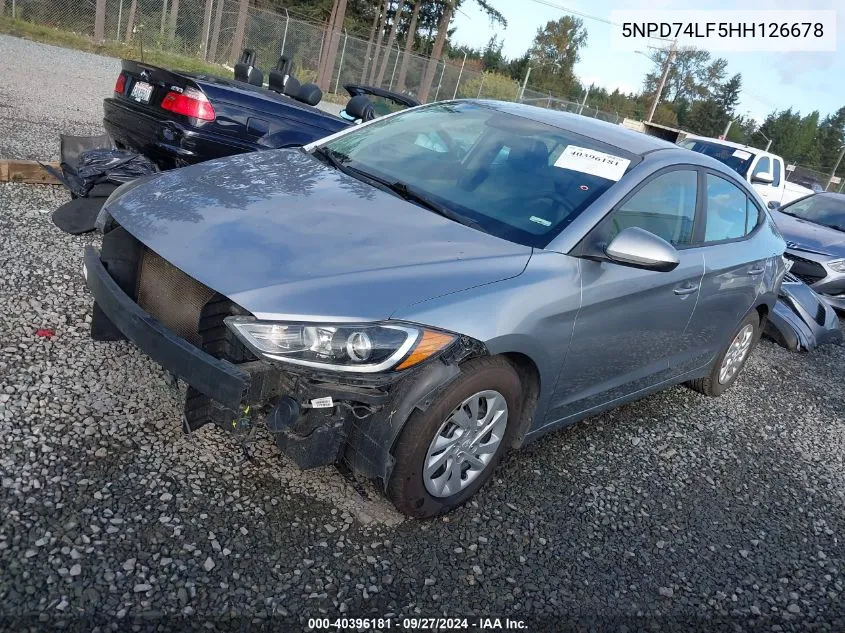 2017 Hyundai Elantra Se VIN: 5NPD74LF5HH126678 Lot: 40396181