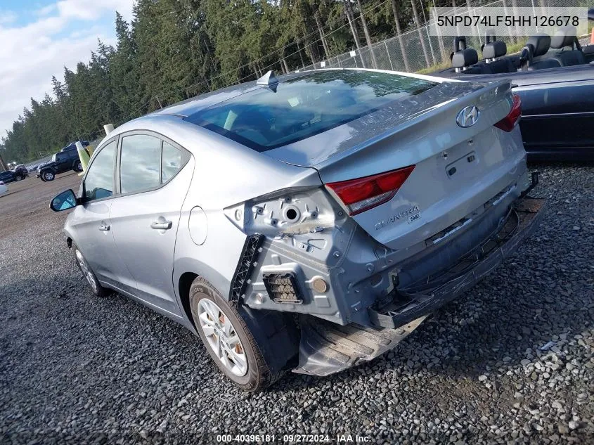 2017 Hyundai Elantra Se VIN: 5NPD74LF5HH126678 Lot: 40396181