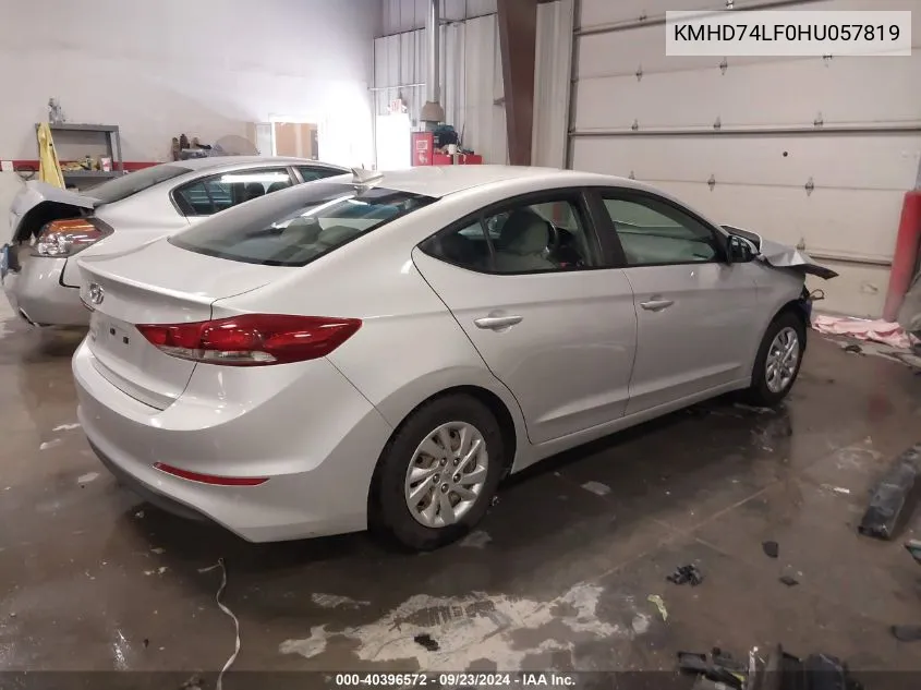 2017 Hyundai Elantra Se VIN: KMHD74LF0HU057819 Lot: 40396572