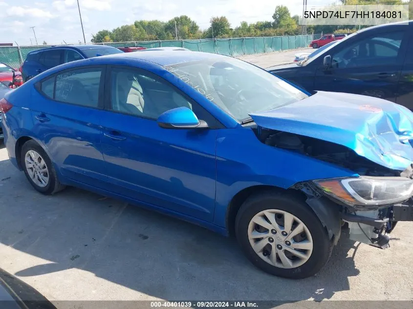 5NPD74LF7HH184081 2017 Hyundai Elantra Se