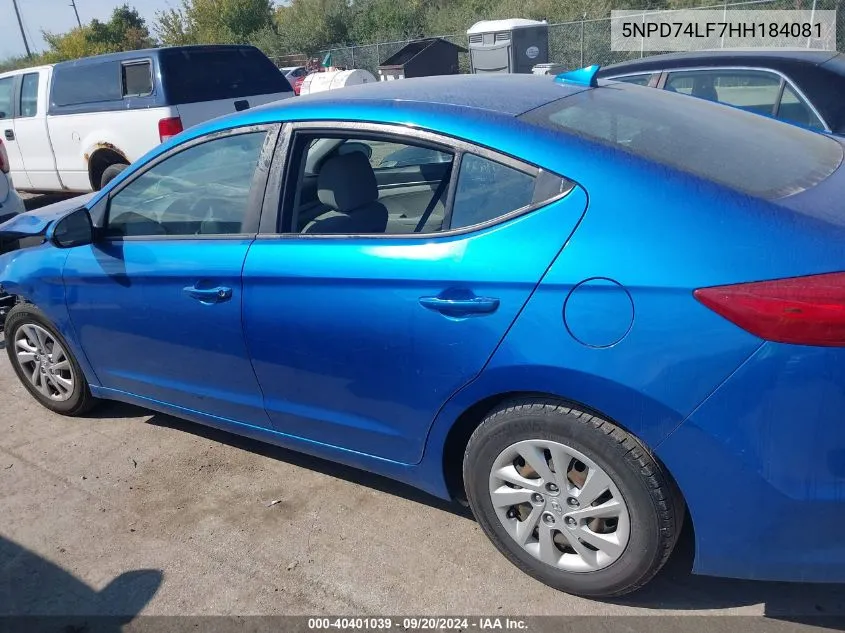 5NPD74LF7HH184081 2017 Hyundai Elantra Se