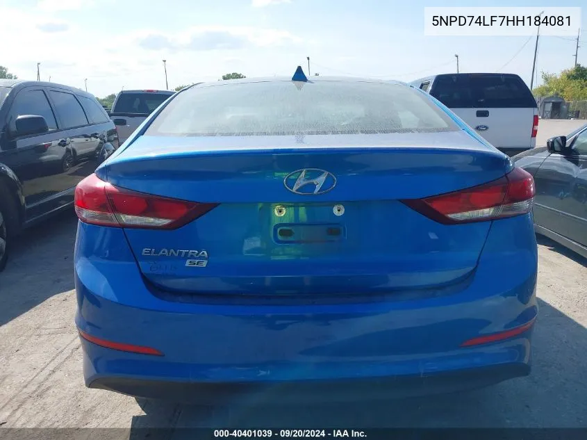 5NPD74LF7HH184081 2017 Hyundai Elantra Se