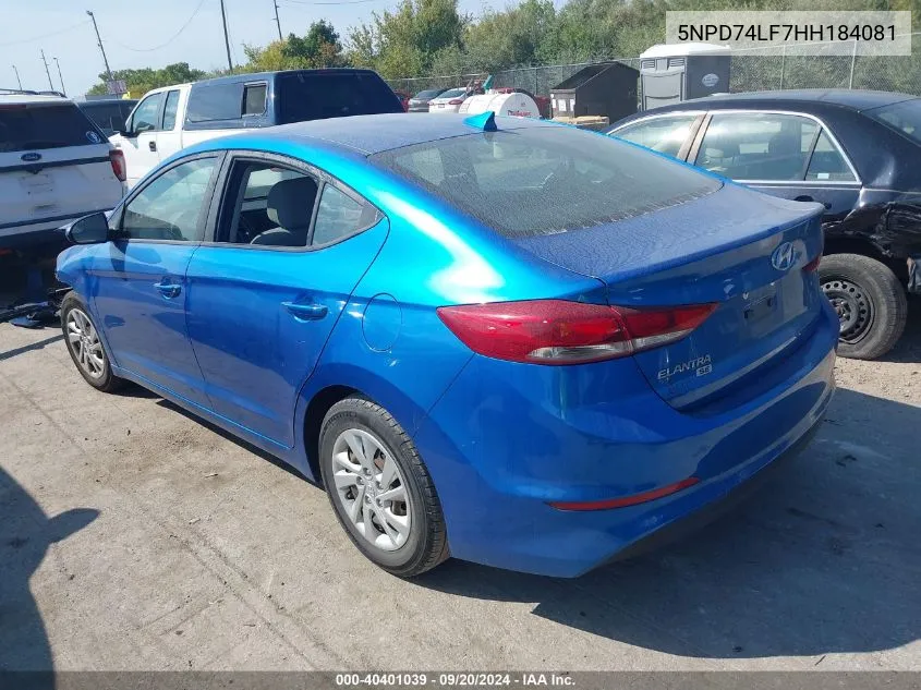 5NPD74LF7HH184081 2017 Hyundai Elantra Se