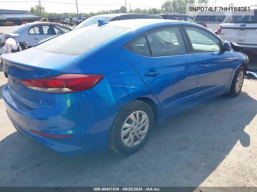 5NPD74LF7HH184081 2017 Hyundai Elantra Se