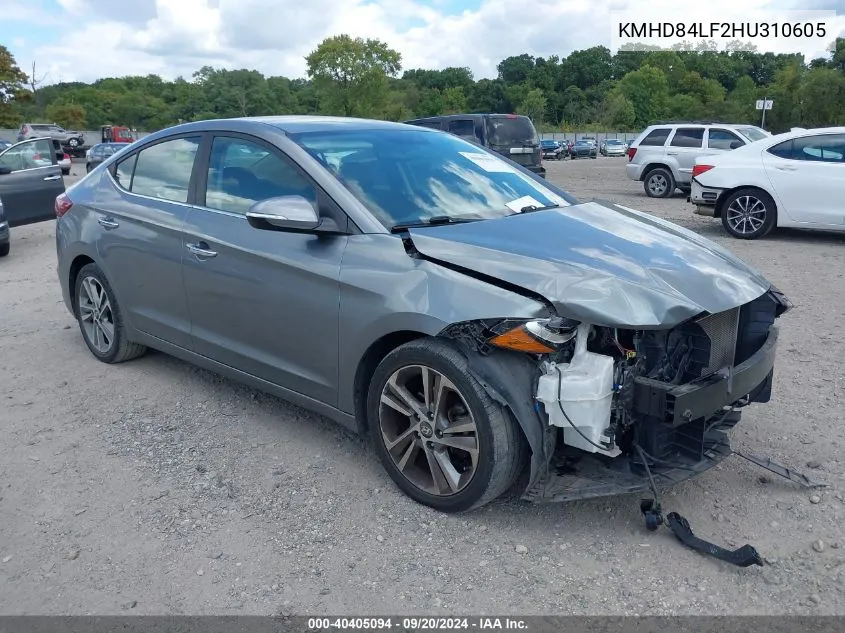 2017 Hyundai Elantra Limited VIN: KMHD84LF2HU310605 Lot: 40405094