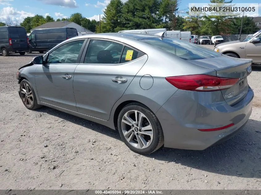 2017 Hyundai Elantra Limited VIN: KMHD84LF2HU310605 Lot: 40405094