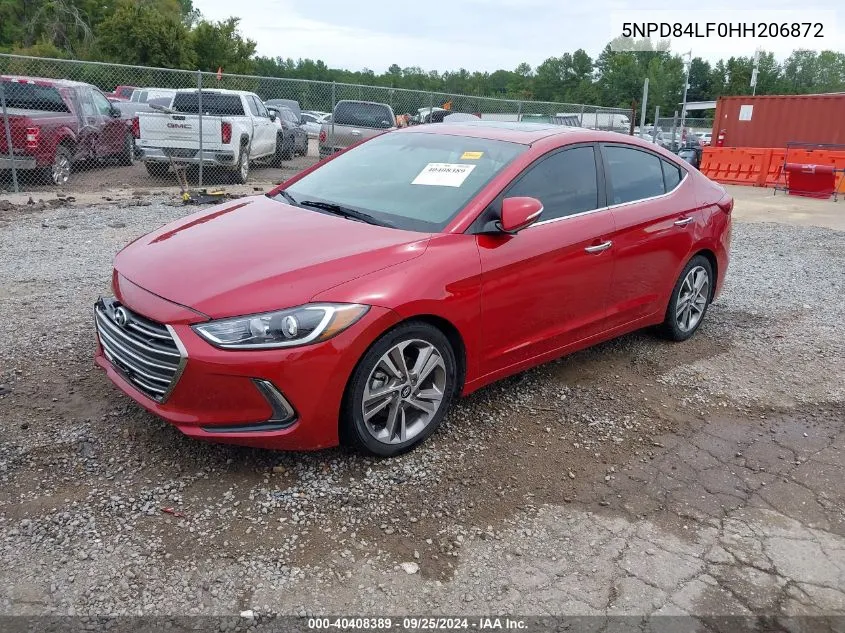 5NPD84LF0HH206872 2017 Hyundai Elantra Limited