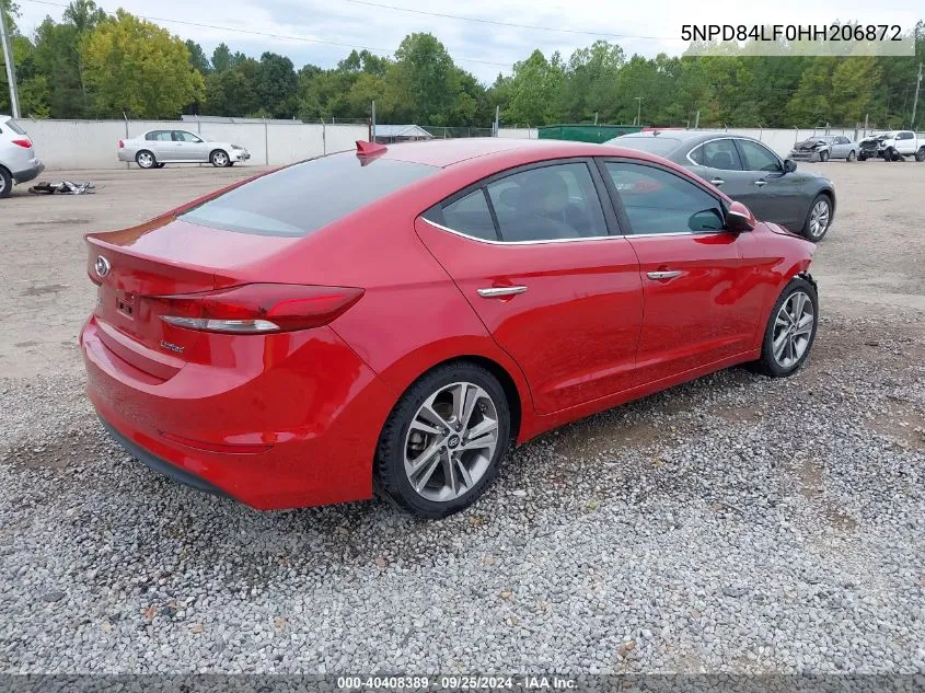 5NPD84LF0HH206872 2017 Hyundai Elantra Limited