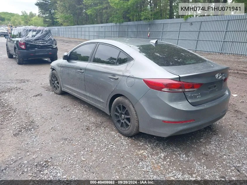 KMHD74LF1HU071941 2017 Hyundai Elantra Se