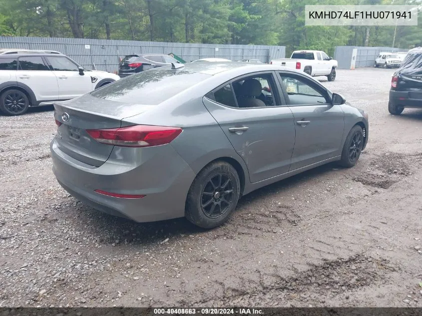 KMHD74LF1HU071941 2017 Hyundai Elantra Se