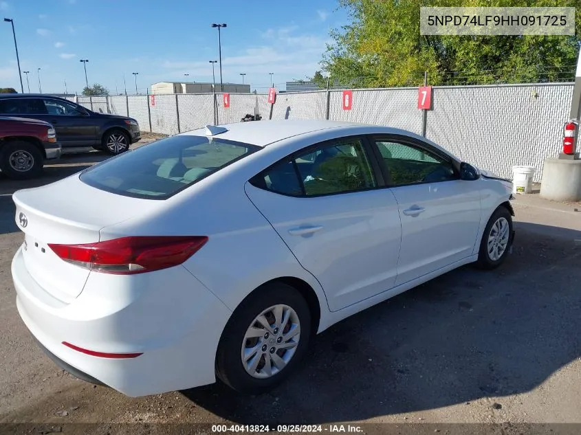 2017 Hyundai Elantra Se VIN: 5NPD74LF9HH091725 Lot: 40413824