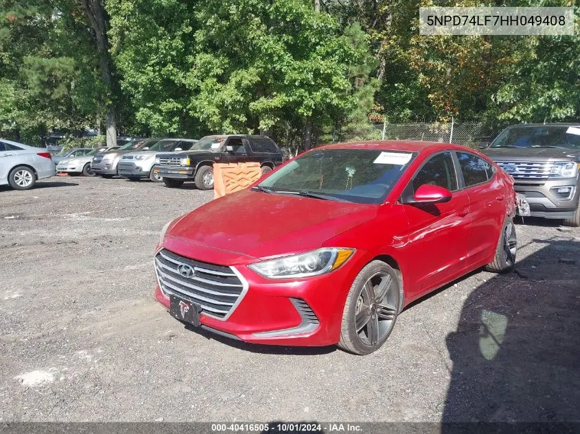 2017 Hyundai Elantra Se VIN: 5NPD74LF7HH049408 Lot: 40416505