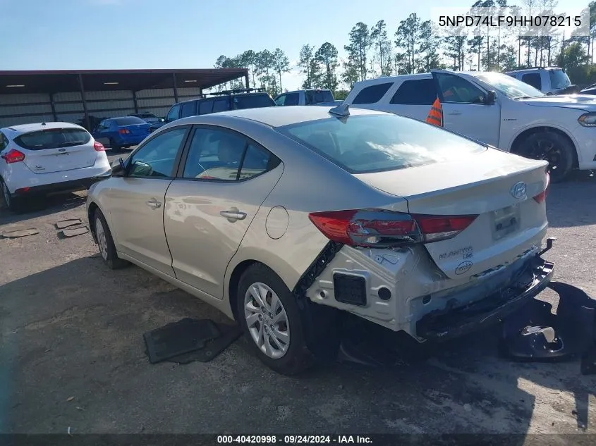 2017 Hyundai Elantra Se VIN: 5NPD74LF9HH078215 Lot: 40420998