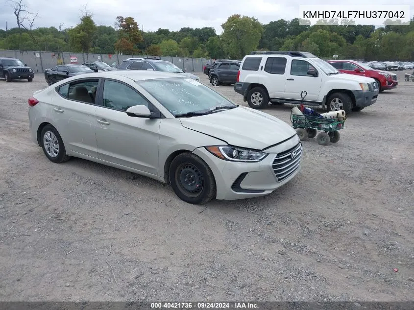 2017 Hyundai Elantra Se VIN: KMHD74LF7HU377042 Lot: 40421736