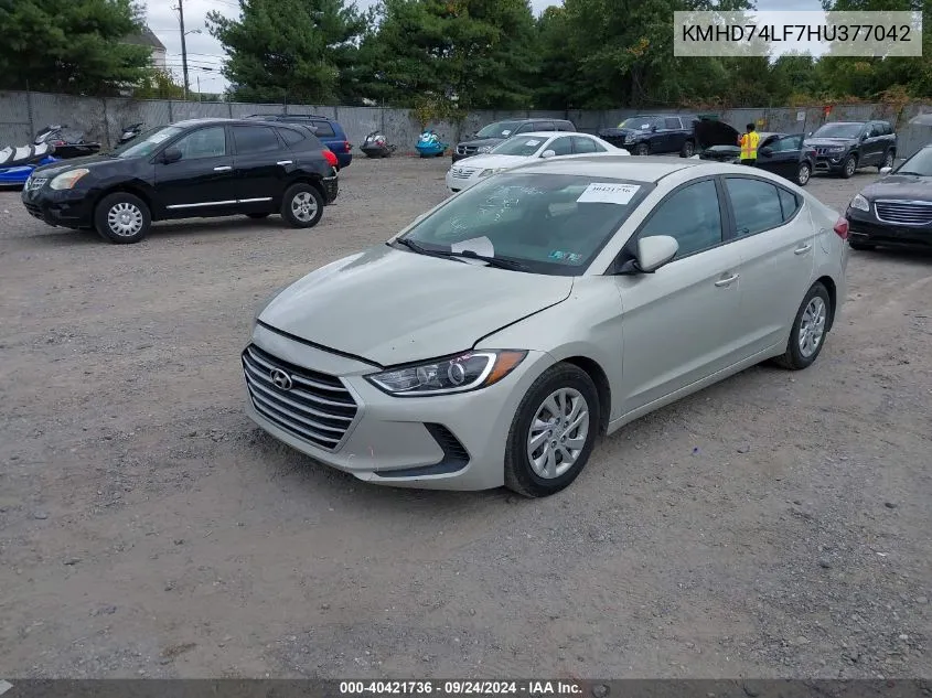 KMHD74LF7HU377042 2017 Hyundai Elantra Se