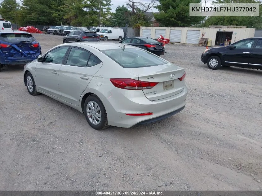 KMHD74LF7HU377042 2017 Hyundai Elantra Se