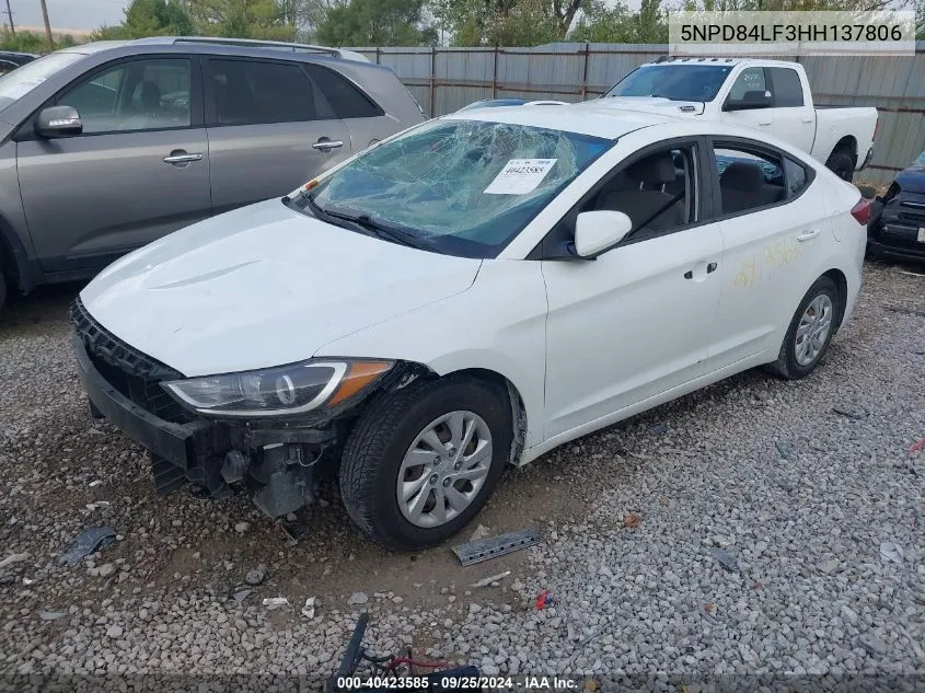 5NPD84LF3HH137806 2017 Hyundai Elantra Se