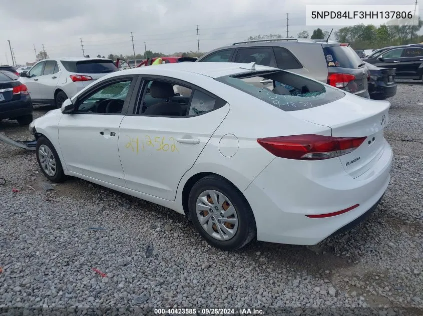 5NPD84LF3HH137806 2017 Hyundai Elantra Se