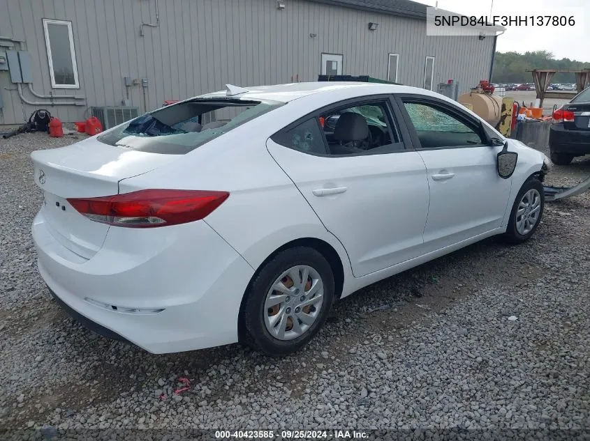 5NPD84LF3HH137806 2017 Hyundai Elantra Se