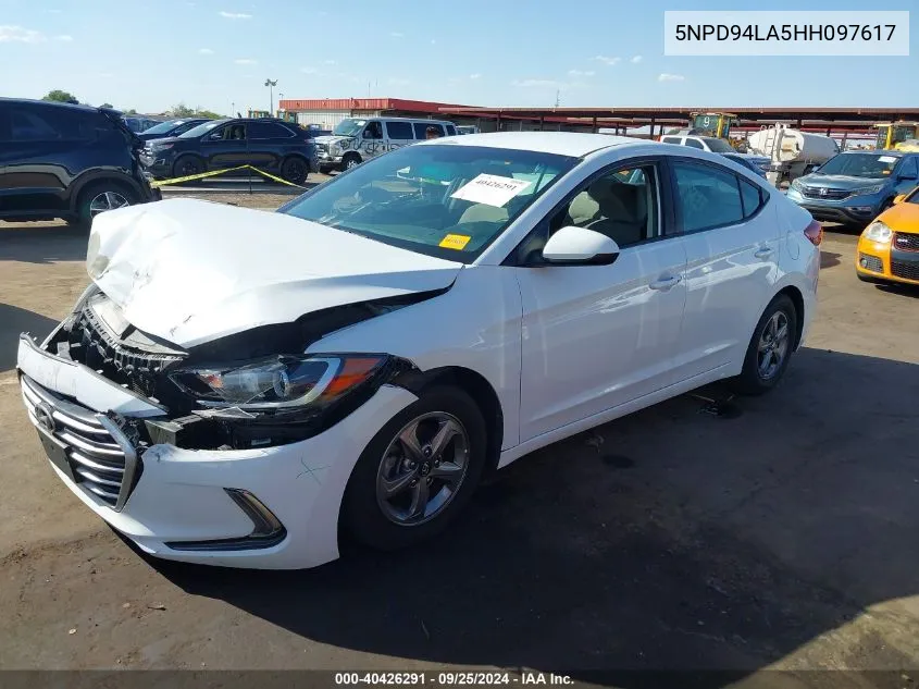 2017 Hyundai Elantra Eco VIN: 5NPD94LA5HH097617 Lot: 40426291