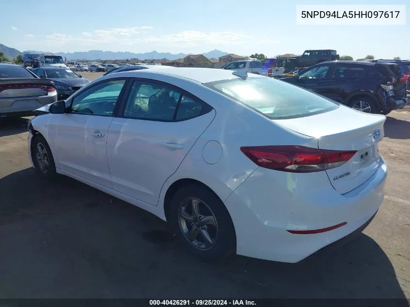 5NPD94LA5HH097617 2017 Hyundai Elantra Eco