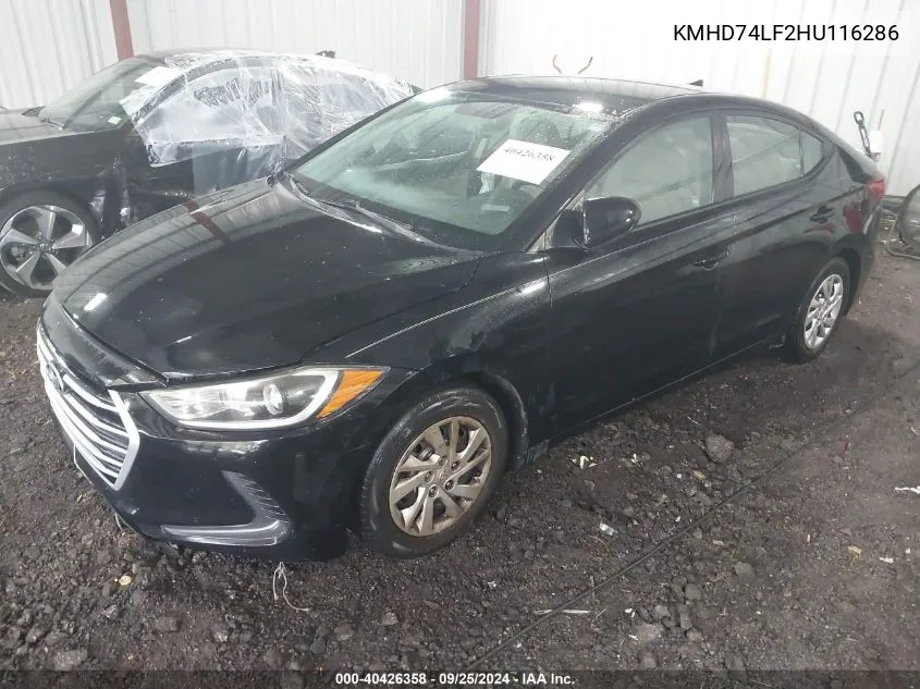 KMHD74LF2HU116286 2017 Hyundai Elantra Se