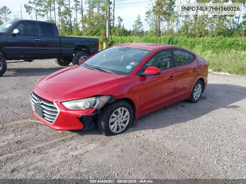 2017 Hyundai Elantra Se VIN: 5NPD74LF7HH168026 Lot: 40426421