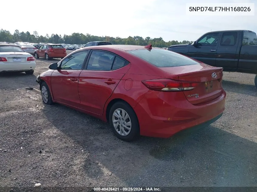 5NPD74LF7HH168026 2017 Hyundai Elantra Se