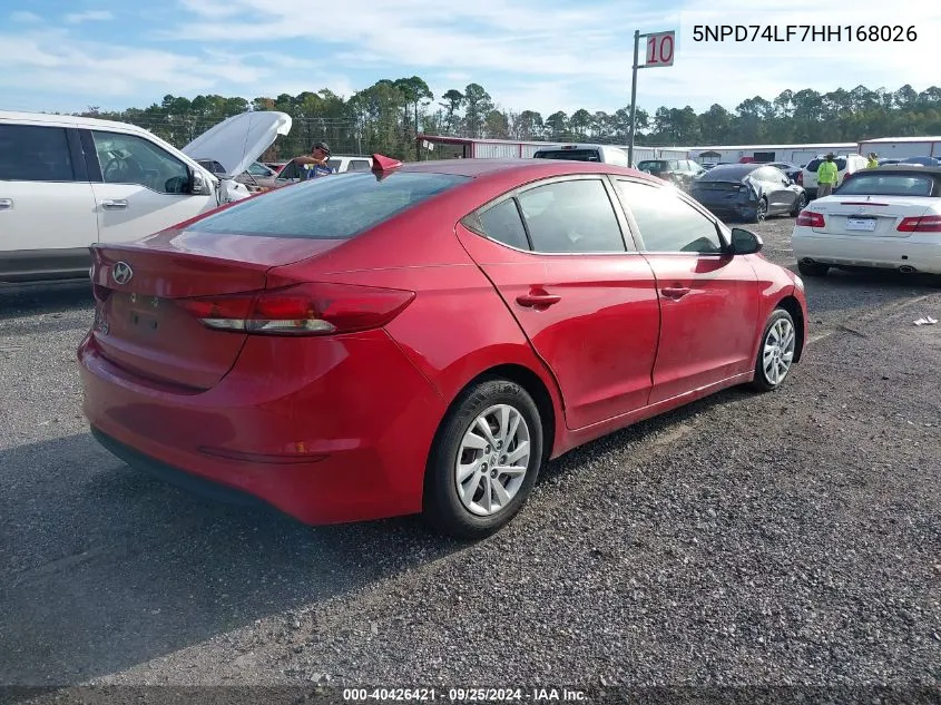 5NPD74LF7HH168026 2017 Hyundai Elantra Se