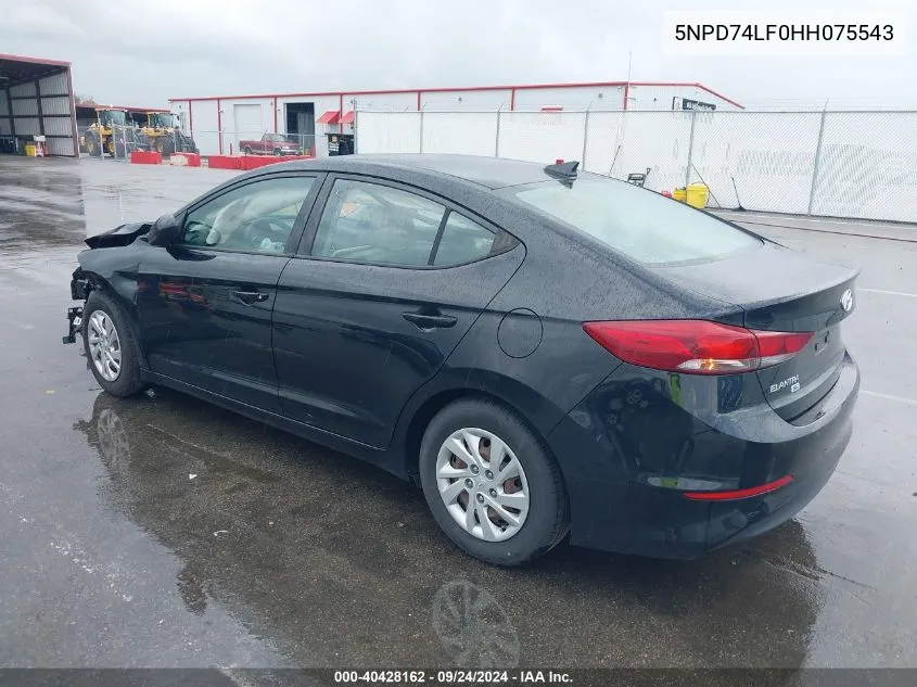 5NPD74LF0HH075543 2017 Hyundai Elantra Se