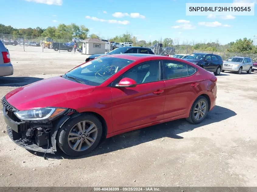 2017 Hyundai Elantra Value Edition VIN: 5NPD84LF2HH190545 Lot: 40436399