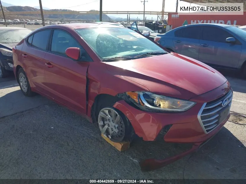 KMHD74LF0HU353505 2017 Hyundai Elantra Se