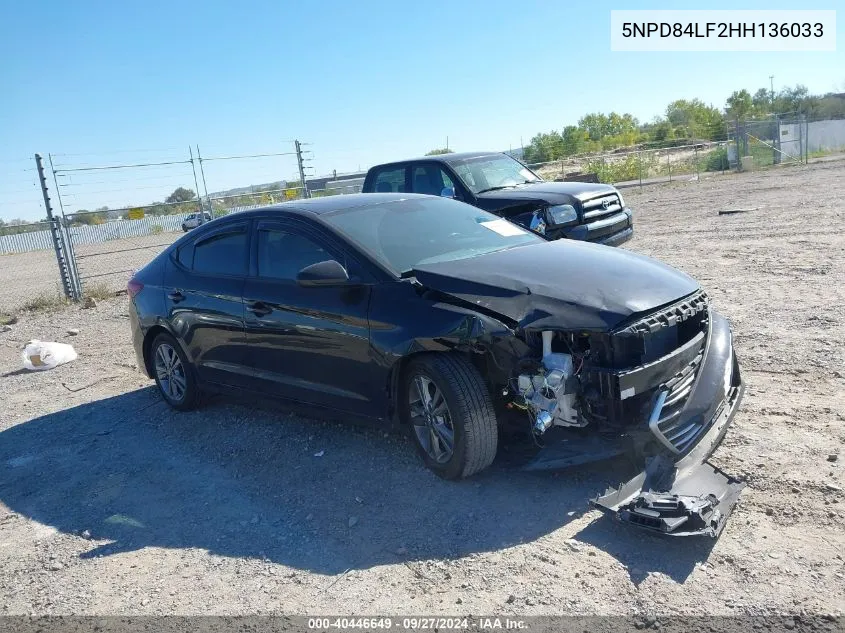 5NPD84LF2HH136033 2017 Hyundai Elantra Value Edition