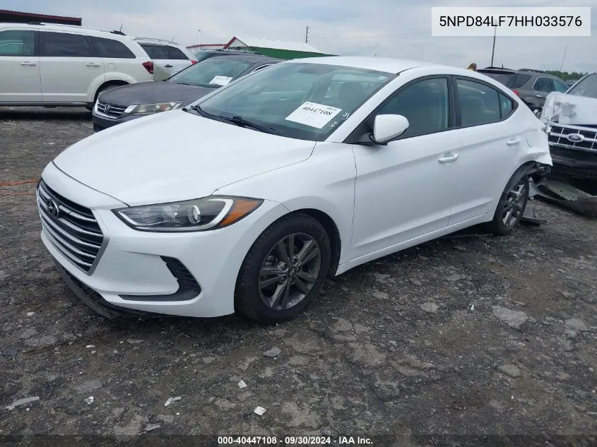 5NPD84LF7HH033576 2017 Hyundai Elantra Se