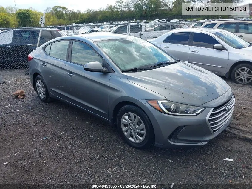 2017 Hyundai Elantra Se VIN: KMHD74LF3HU150138 Lot: 40453665