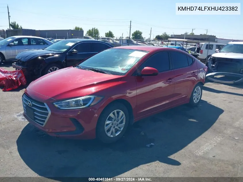 2017 Hyundai Elantra Se VIN: KMHD74LFXHU423382 Lot: 40453841