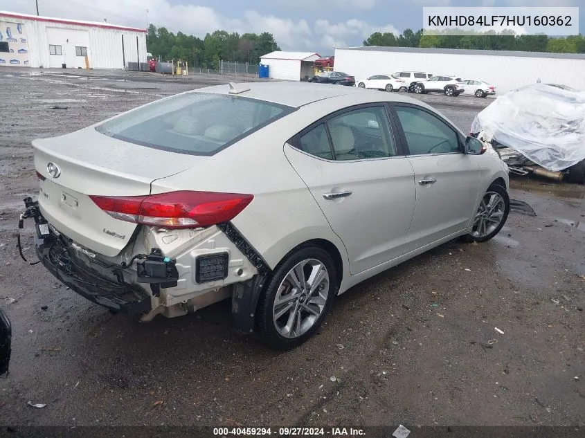 2017 Hyundai Elantra Limited VIN: KMHD84LF7HU160362 Lot: 40459294