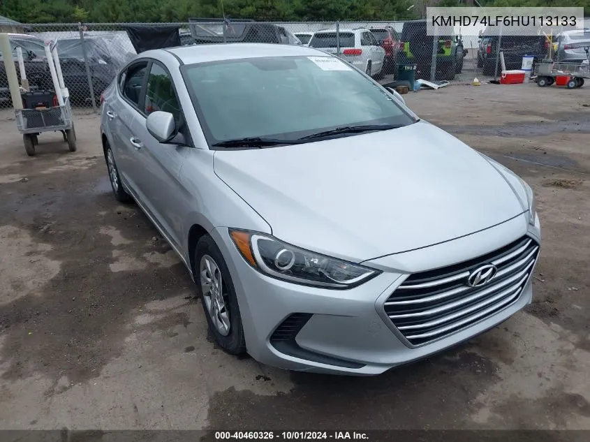 KMHD74LF6HU113133 2017 Hyundai Elantra Se