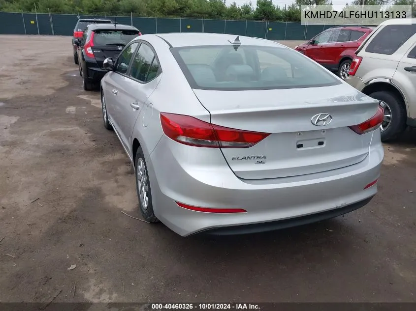 2017 Hyundai Elantra Se VIN: KMHD74LF6HU113133 Lot: 40460326