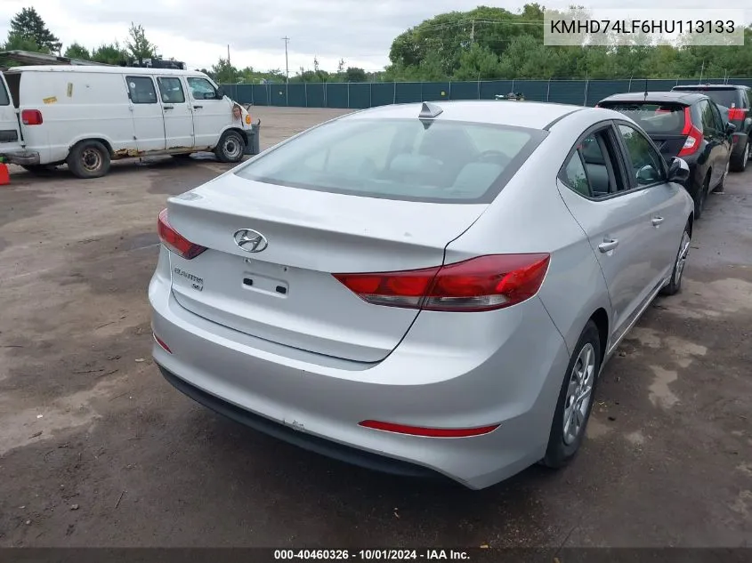 2017 Hyundai Elantra Se VIN: KMHD74LF6HU113133 Lot: 40460326