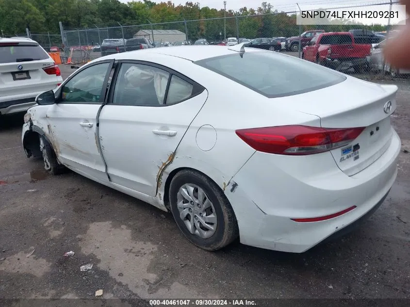 2017 Hyundai Elantra Se VIN: 5NPD74LFXHH209281 Lot: 40461047