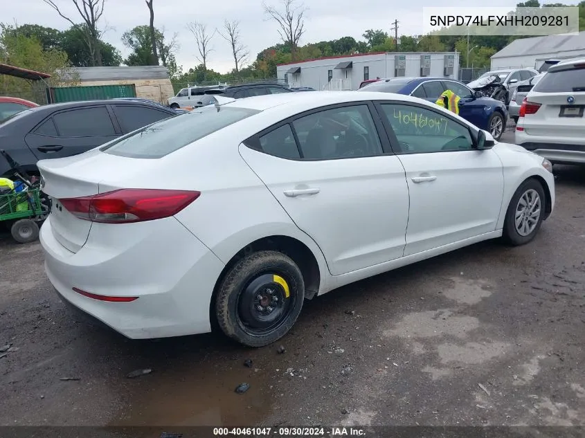 5NPD74LFXHH209281 2017 Hyundai Elantra Se