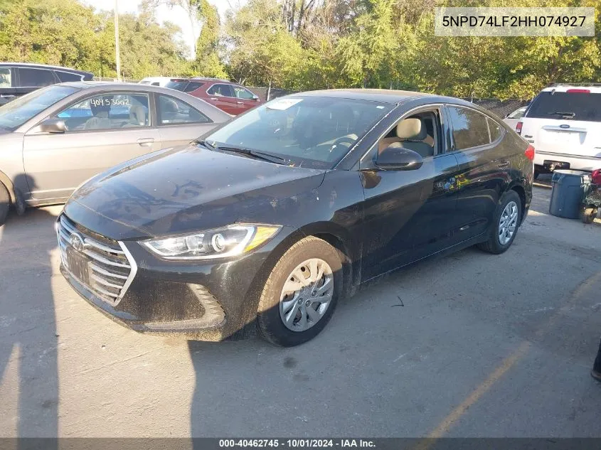 5NPD74LF2HH074927 2017 Hyundai Elantra Se