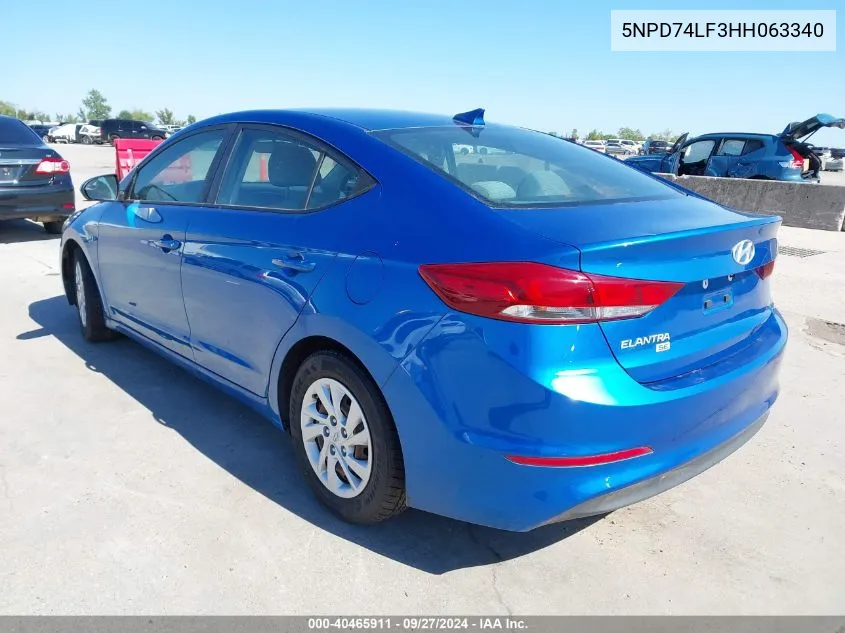 2017 Hyundai Elantra Se VIN: 5NPD74LF3HH063340 Lot: 40465911