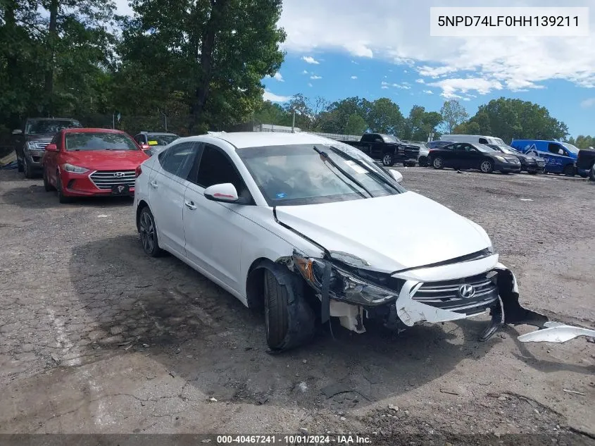 2017 Hyundai Elantra Se VIN: 5NPD74LF0HH139211 Lot: 40467241