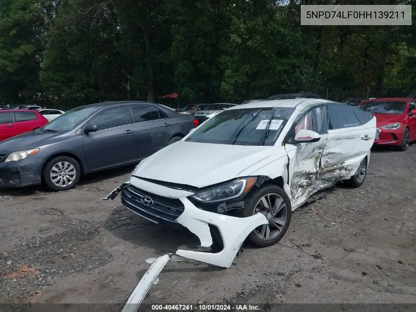 2017 Hyundai Elantra Se VIN: 5NPD74LF0HH139211 Lot: 40467241