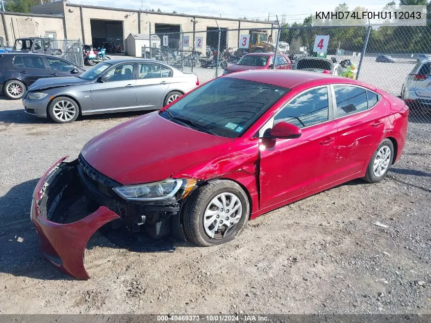 2017 Hyundai Elantra Se VIN: KMHD74LF0HU112043 Lot: 40469373