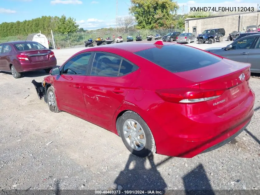 KMHD74LF0HU112043 2017 Hyundai Elantra Se