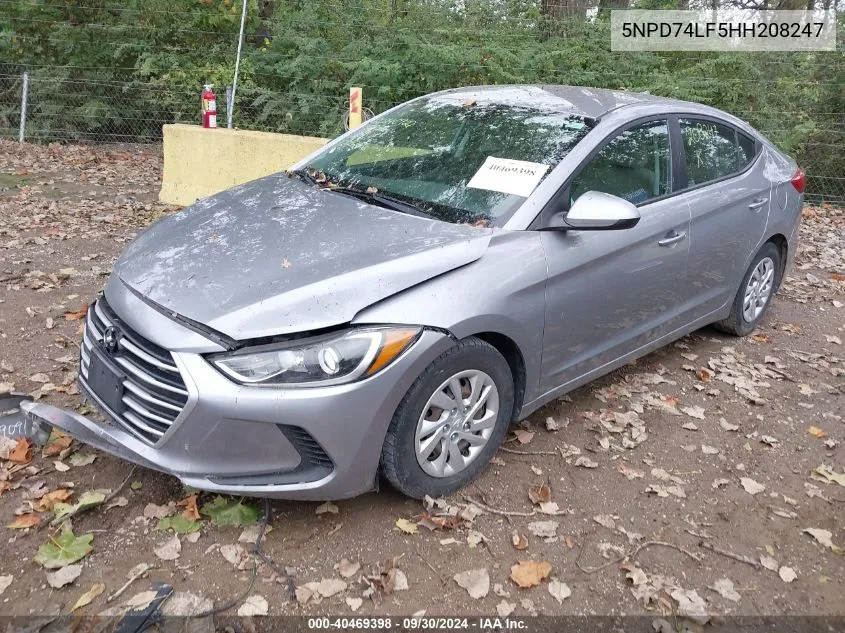 5NPD74LF5HH208247 2017 Hyundai Elantra Se